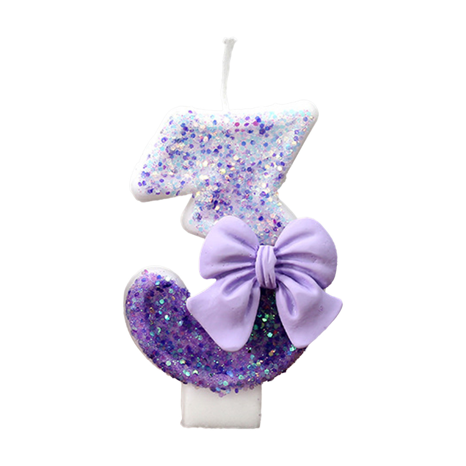 Nmdmisc Birthday Number Candles Purple Bow Birthday Cake Candles Glitter Sequins Number 1 Candle for Cake Decoration Women Girls Birthday Anniversary Commemorative Party Supplies(Number 3)